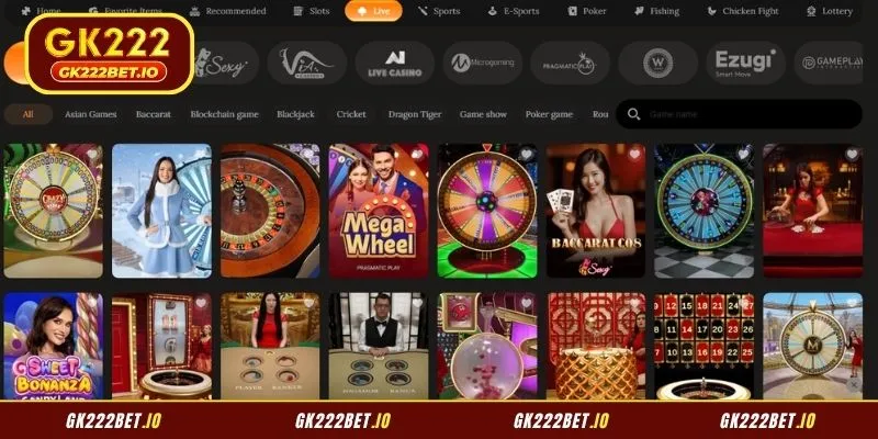 Authentic atmosphere awaits you in the professional GK22 Live Casino lobby