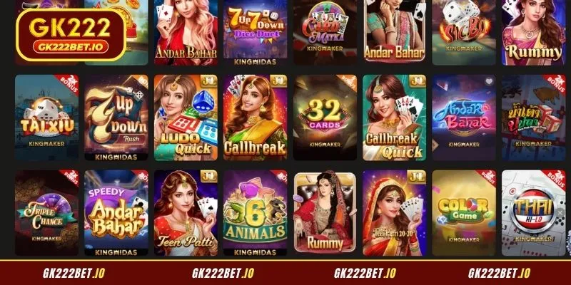 Interactive interface showcasing popular GK22 Card Games
